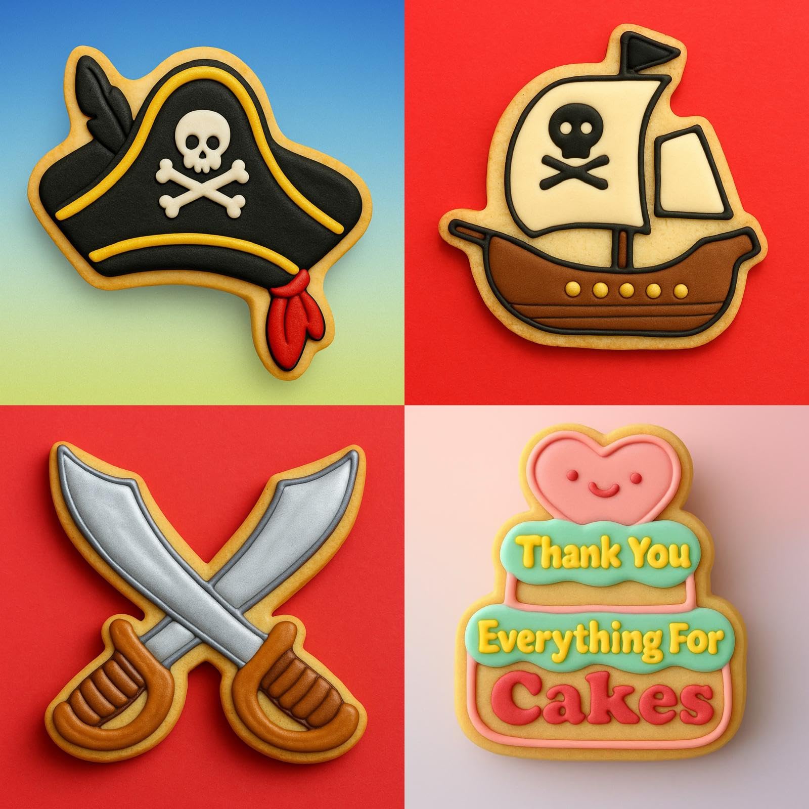 Set of 3 Pirate Themed Cookie Cutters
