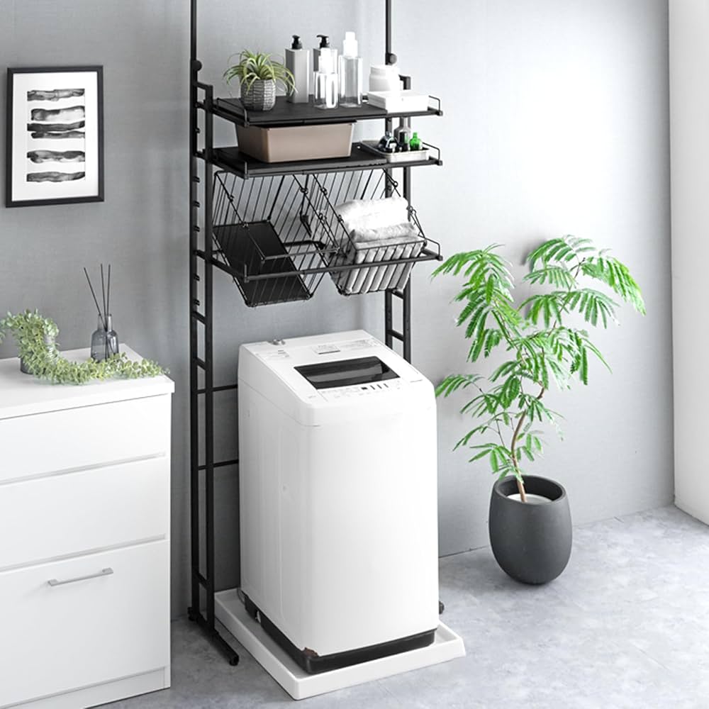 タンスのゲン ランドリーラック 幅64～94cm 突っ張り式 洗濯機 ラック Amazon｜タンスのゲン ランドリーラック 幅64～94cm 突っ張り式 洗濯機