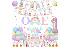 Cute pastel rainbow 1st birthday decorations for girls