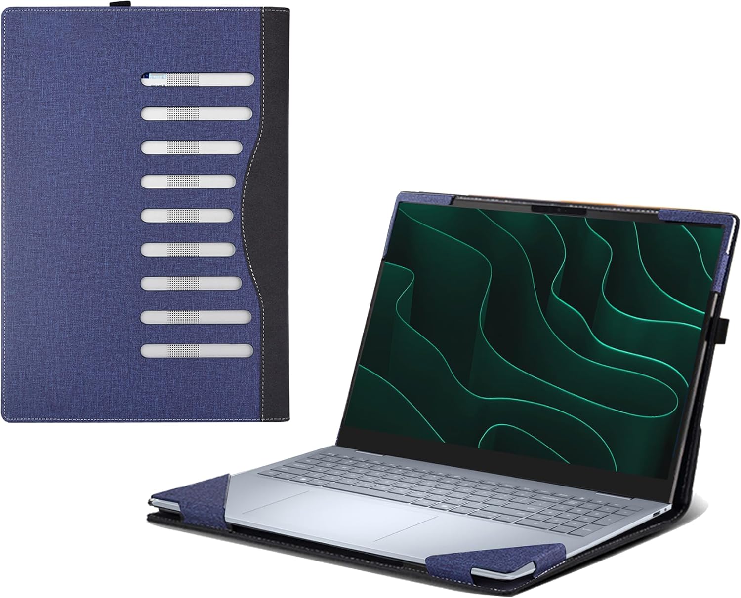 Laptop Case for Dell 16 DC16250 | 16 Plus DB16255 [Note Other Models] All Inclusive Drop Case 16" PU Leather Protective Bag Detachable Shell (Blue)