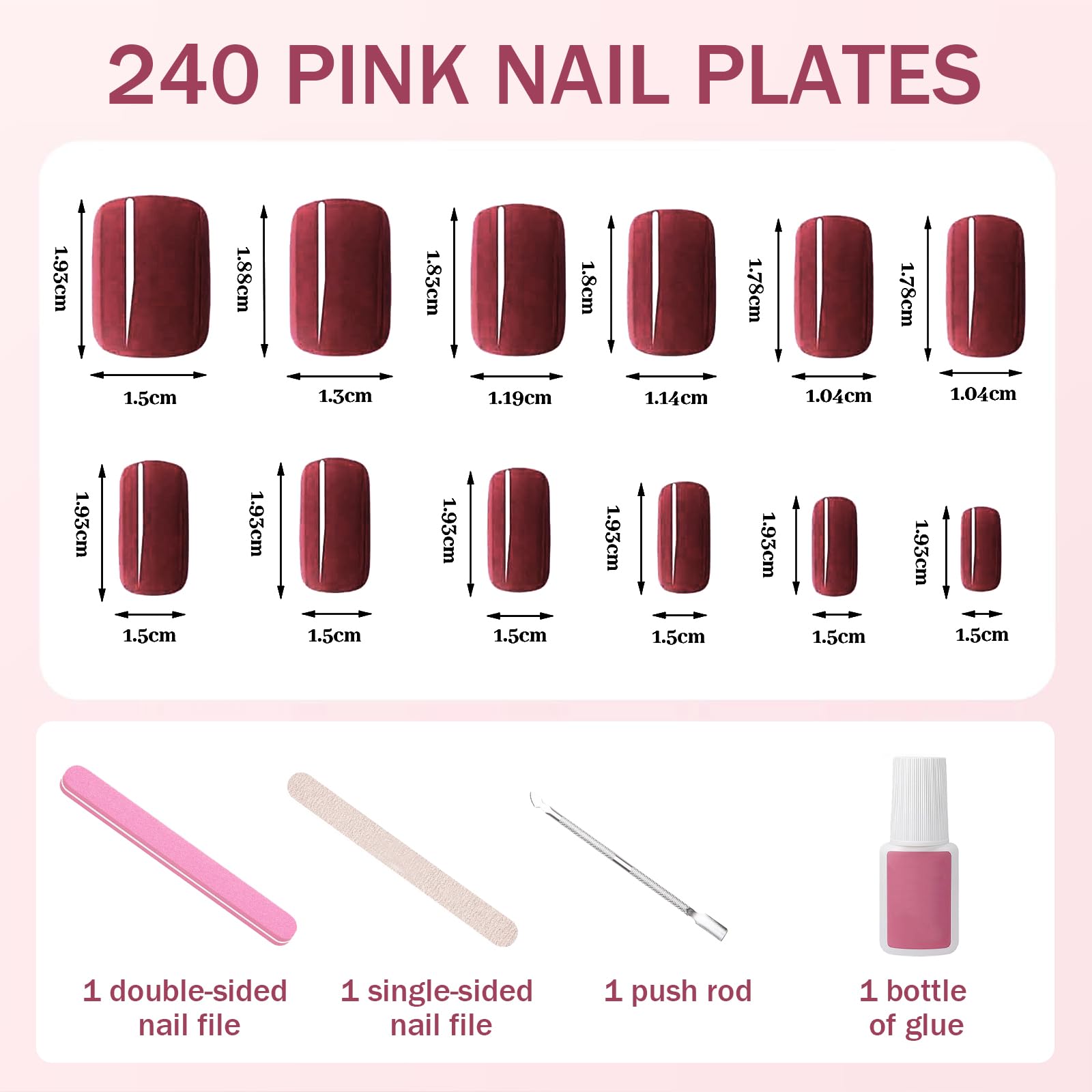 Nymora Press on Nails, 240 unidades de uñas postizas para pegar, puntas de gel suaves, material ABS, incluye pegamento para uñas de 8 ml, lima de uñas, empujador de cutículas, caja de almacenamiento — view 2