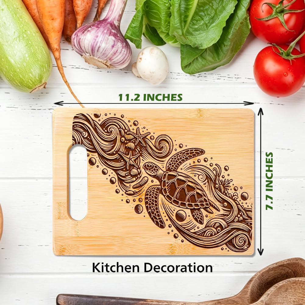 Sea Turtle Cutting Board Gifts for Women Men Kitchen Decor, Beach Gift image 3