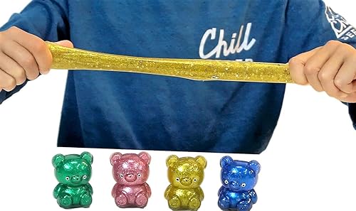 Miniatura 3 de JA-RU Mini oso con purpurina (24 osos de colores surtidos) con purpurina Mochi Squishy Animales, juguete para aliviar el estrés de los niños,