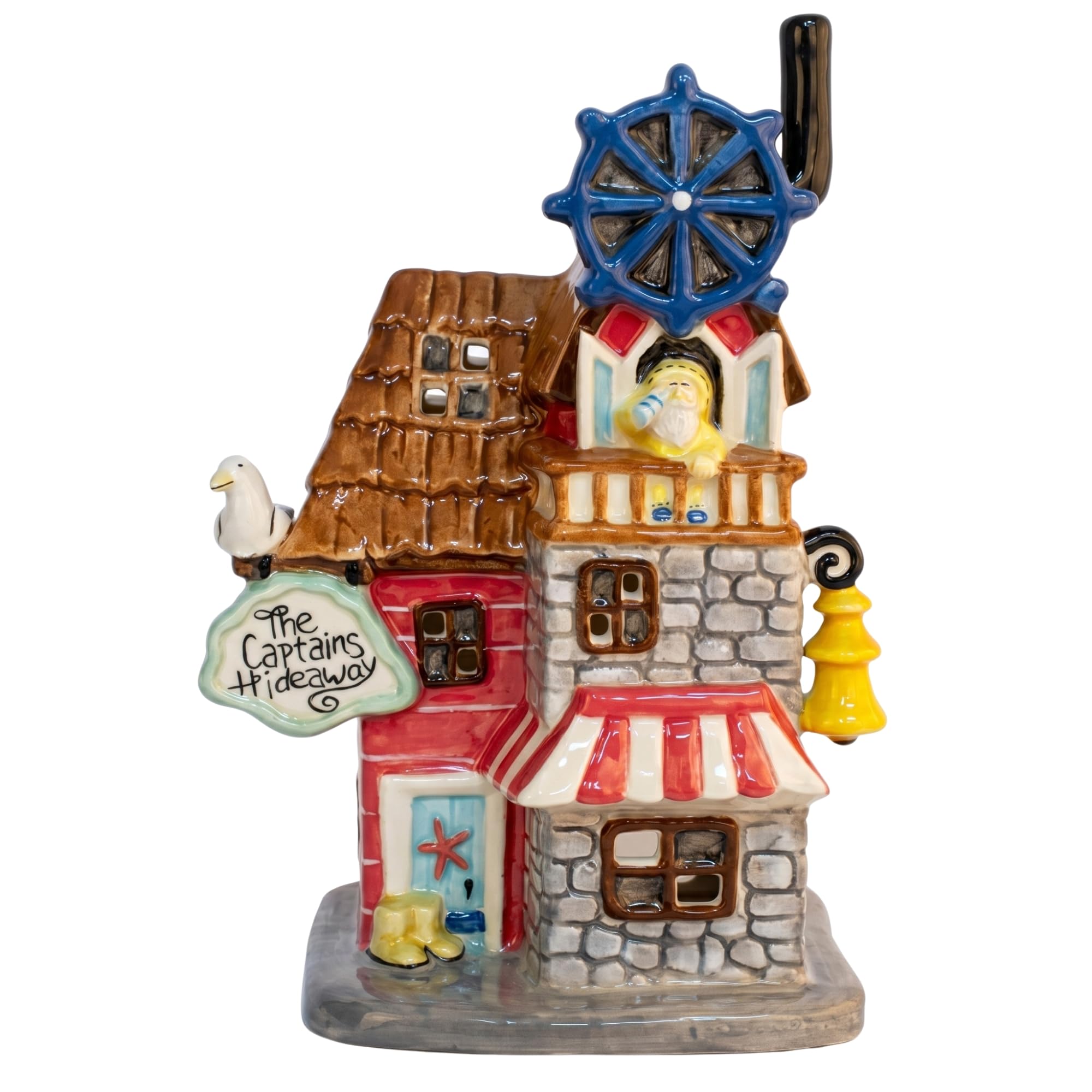 Blue Sky Clayworks Casa de velas The Captain's Hideaway, 14 cm de largo x 10,8 cm de ancho x 19,7 cm de alto