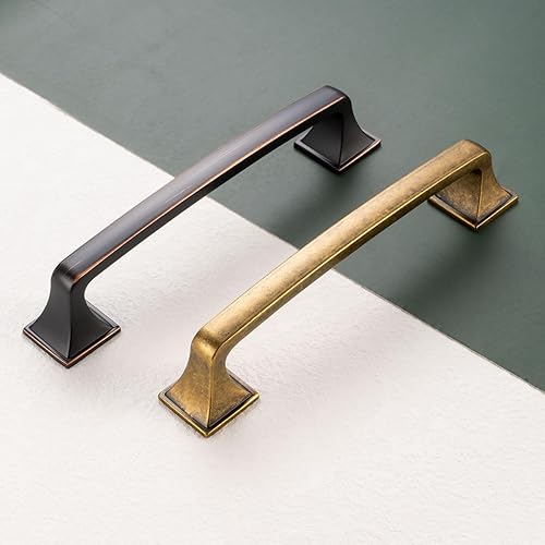 Miniatura 2 de BEROSSA Separación de tornillos de 5 pulgadas, tiradores arqueados de pie cuadrado de níquel cepillado, manijas de gabinete de cocina, paquete de 10