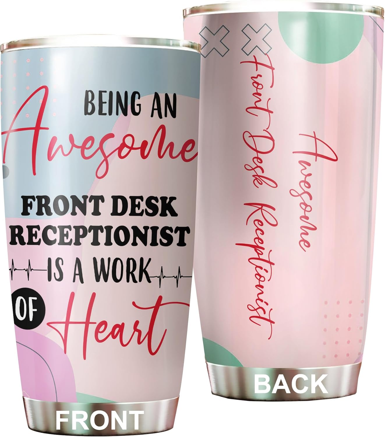 Awesome Front Desk Receptionist Tumbler Stainless Steel 20oz, Funny Front Desk Receptionist Gifts Bulk For Birthday Christmas, Office Gifts For Men Women Work Friend Coworker Driking Coffee Cup