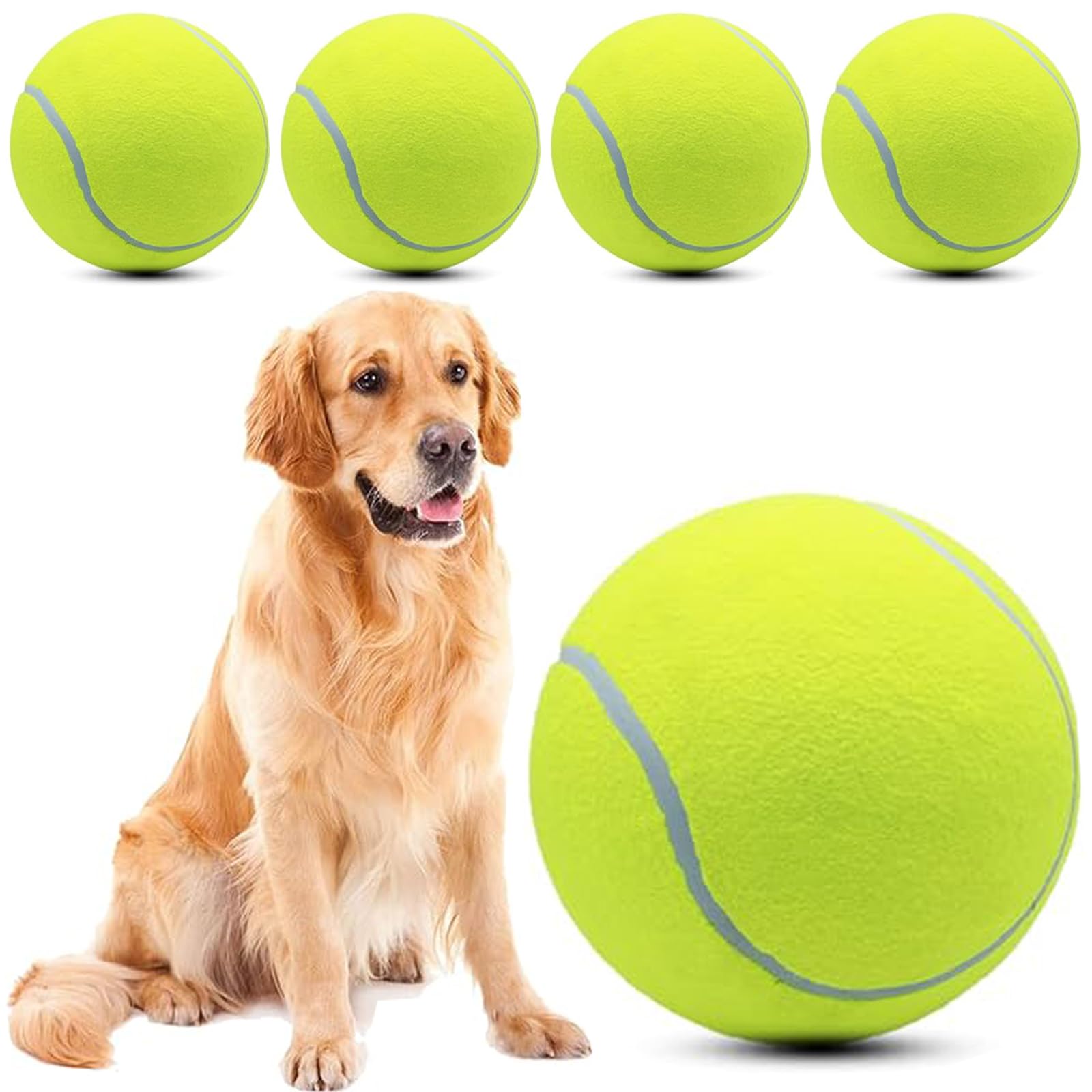 Magicorange 4 Pack 9.5 inch Giant Tennis Ball, Large Dog Toy Ball,Yellow