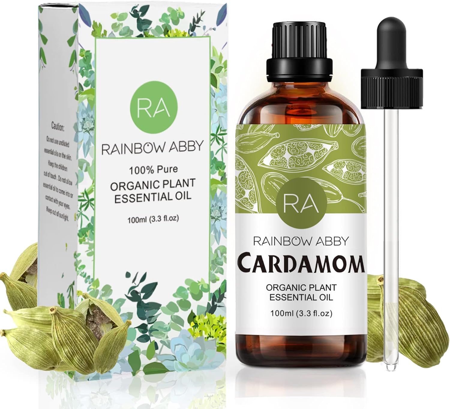 Cardamom Essential Oil (100ML), 100% Pure Natural Organic Aroma Cardamom Oil for Diffuser, Massage, Skin Care, Yoga