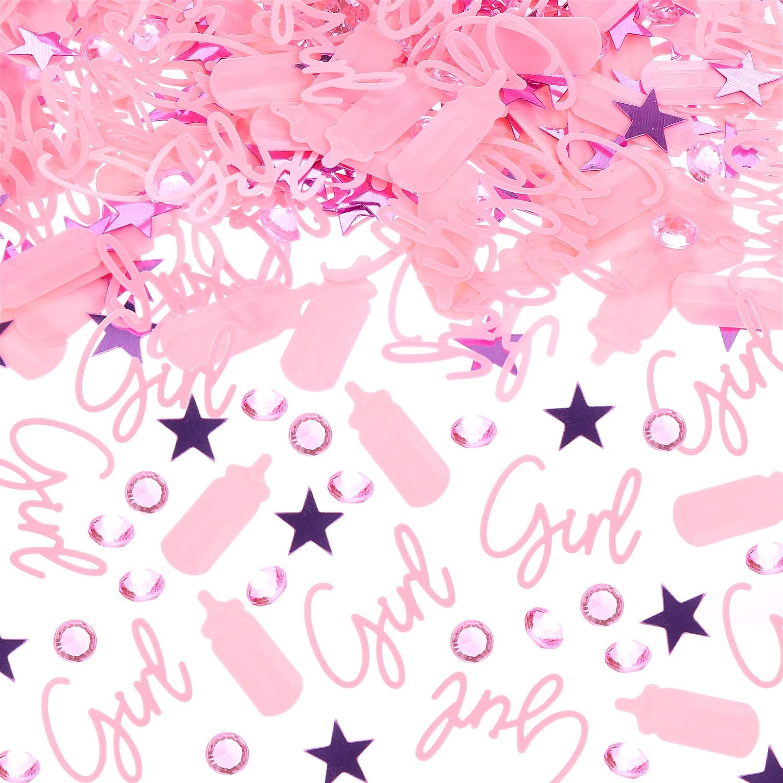 1000 Piece Baby Shower Confetti - Pink Girl Table Scatter, Sprinkles Decor for Gender Reveal Party
