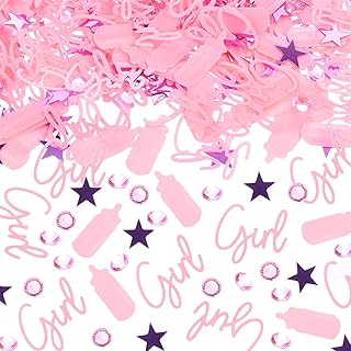 1000 Piece Baby Shower Confetti - Pink Girl Table Scatter, Sprinkles Decor for Gender Reveal Party