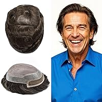 Vista 18 de Toupee - Sistema de cabello humano de repuesto con encaje frontal para hombre, extensiones de pelo tipo tupé mono PU para hombres