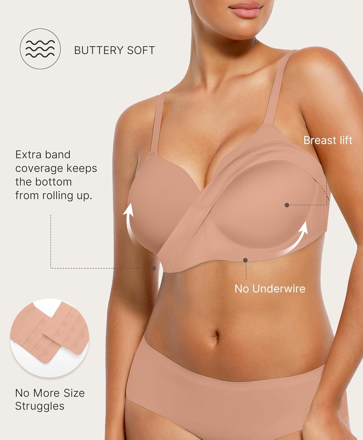 FeelinGirl Wireless Supportive Bra for Women, Seamless Comfort Bralettes No Underwire Full Coverage Everyday Bras - Image 2