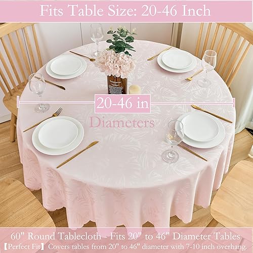 Miniatura 87 de Mantel Redondo Dorado Mantel de Mesa con Patrón de Hojas Borde Festoneado Sedoso Suave Impermeable Lavable 50 Pulgadas Cubierta de Mesa de Tela