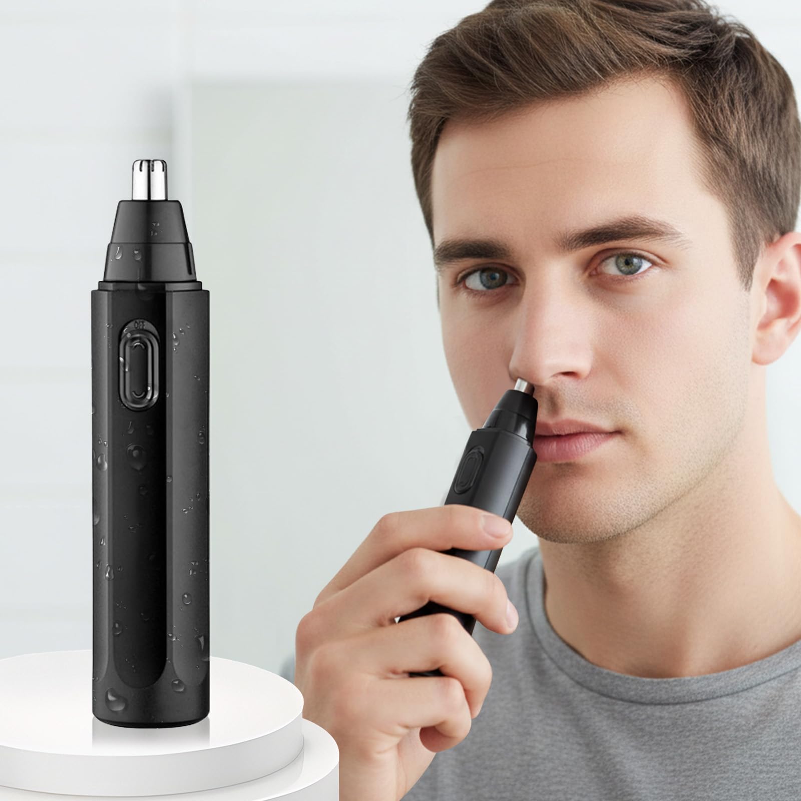 Electric Nose Hair Trimmer Power Operated Grooming Tool Rotary Blade Washable Cutter Head Portable for Men Women