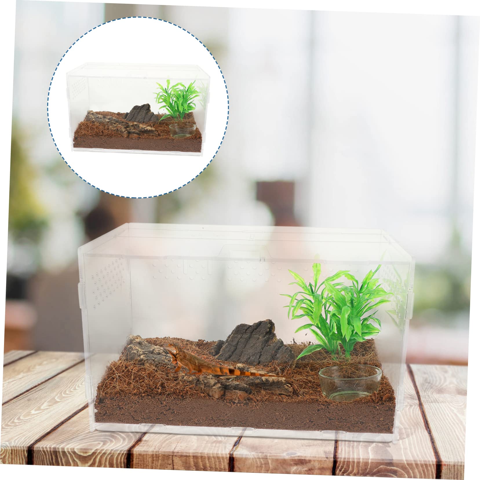 ifundom Terrario Facile da Pulire in Acrilico Fori di Ventilazione e Casa per Tartarughe Terrestri Adatto per Tartarughe di Terra e Piccoli Rettili