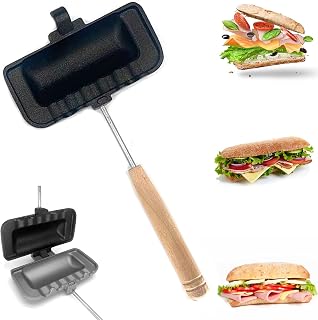 Breakfast Sandwich Maker - Hot Dog Toaster - Egg Panini Press Pan - Nonstick Sandwich Skillet with Removable Handle
