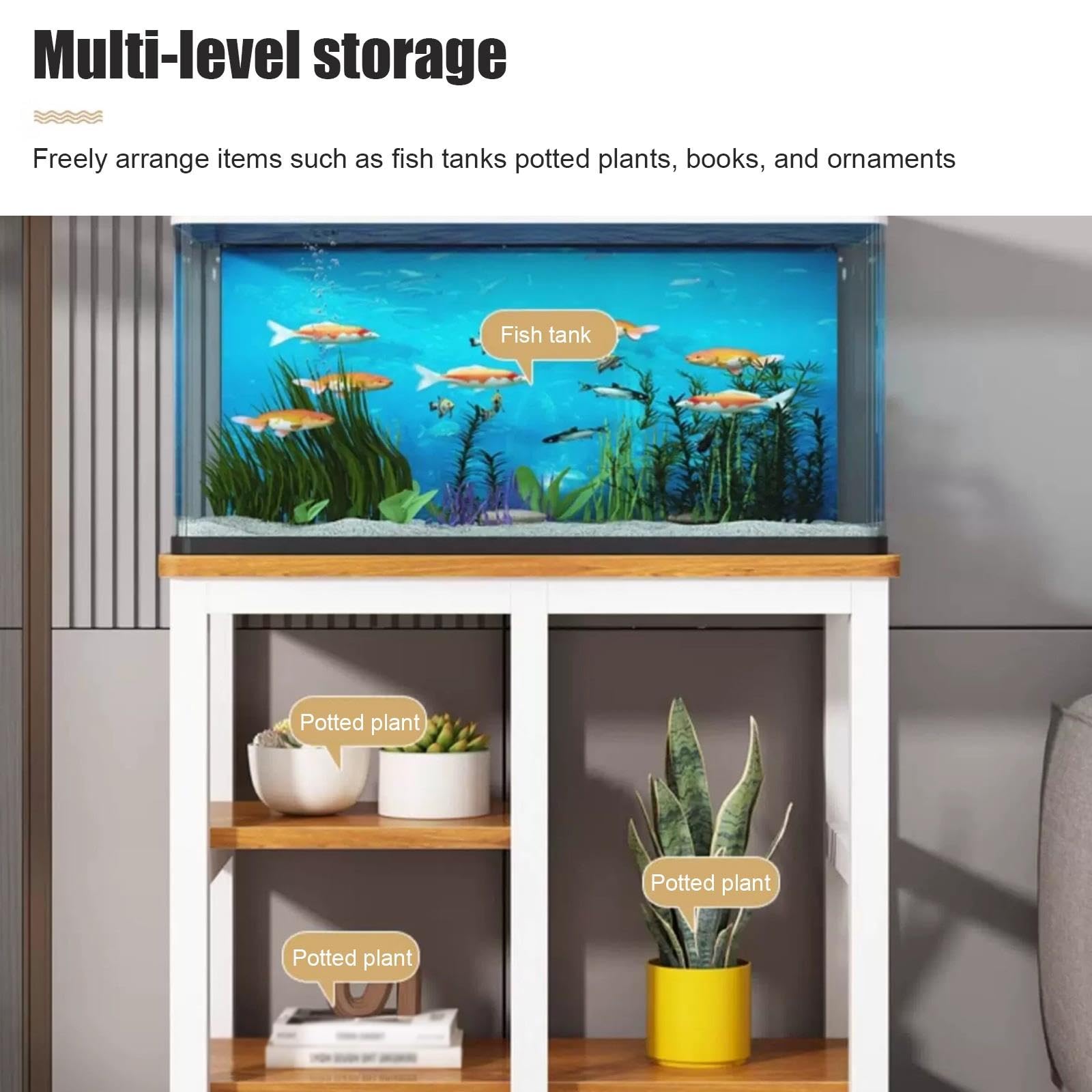 Tavolo per Acquario, Scaffale per Acquario, Supporto per Terrario | Robusta Struttura in Tubolare d'Acciaio, 3 Ripiani, Portata di 400 kg(Black B,80x40x70cm/31x16x28in)