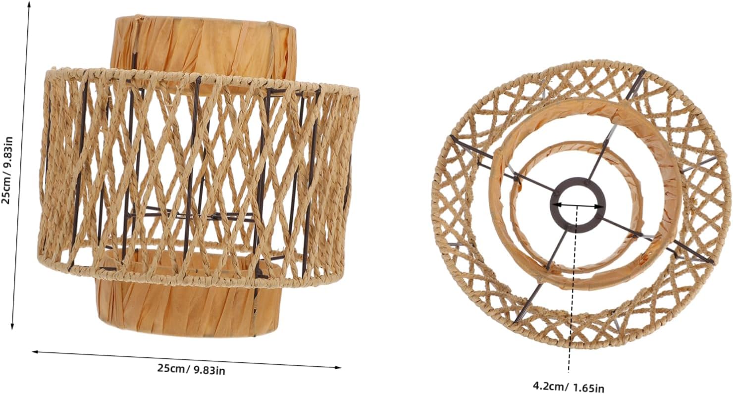 balacoo Ceiling Lampshade Cover Vintage Lantern Style Hanging Lamp Shade Handmade Woven Lamp Shades Only Modern Retro Pendant Light Cover for Living Room