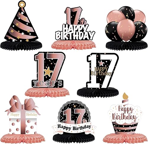 Miniatura 2 de Letrero de regalo para mesa de cumpleaños número 17 de 17 años, diseño de panal de abeja, decoración de mesa para fiesta de 17 años.