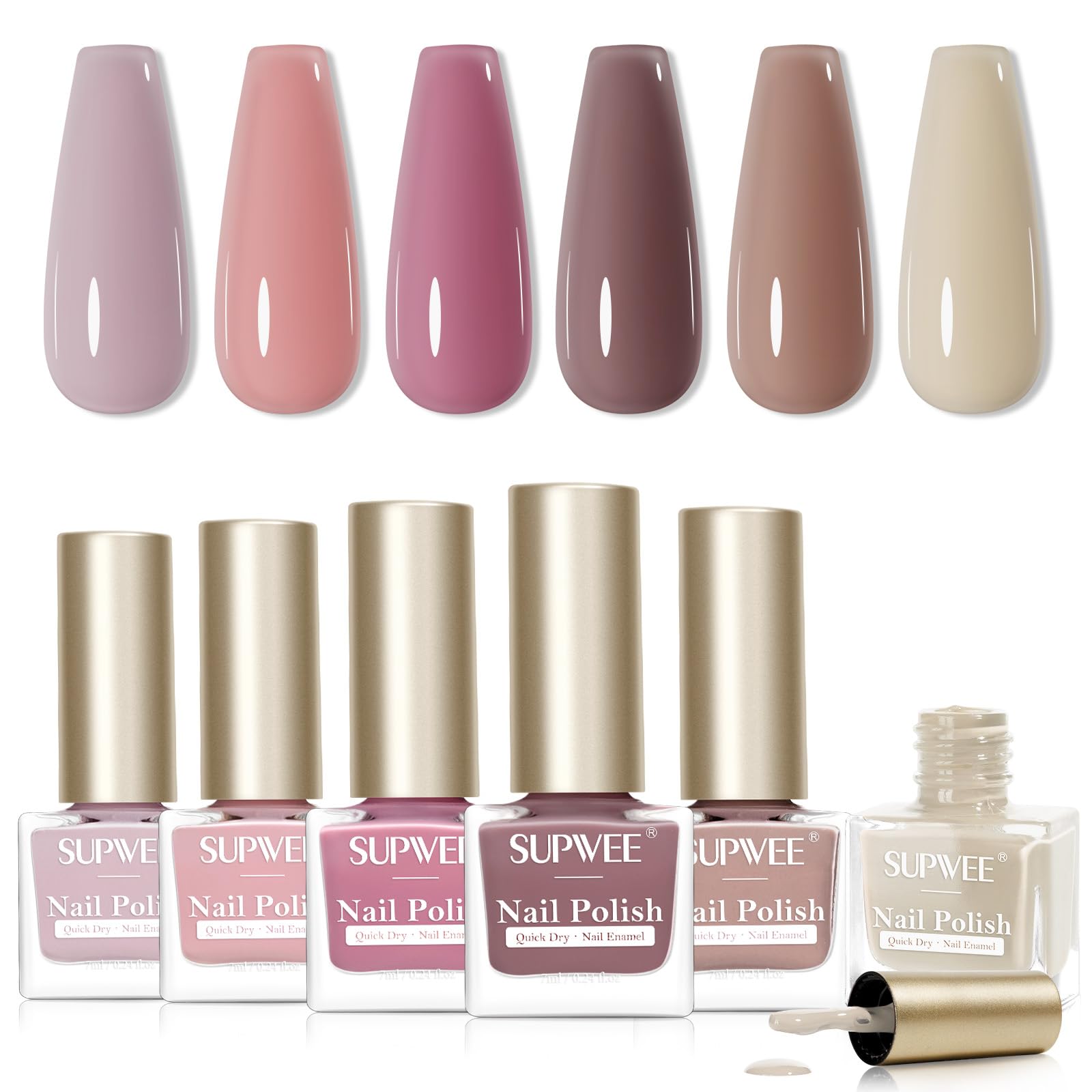 SUPWEE Quick-Dry Fall Winter Nail Polish Set Regular Nail Polish Non Gel Air Fast Drying Fingernail Lacquer Manicure