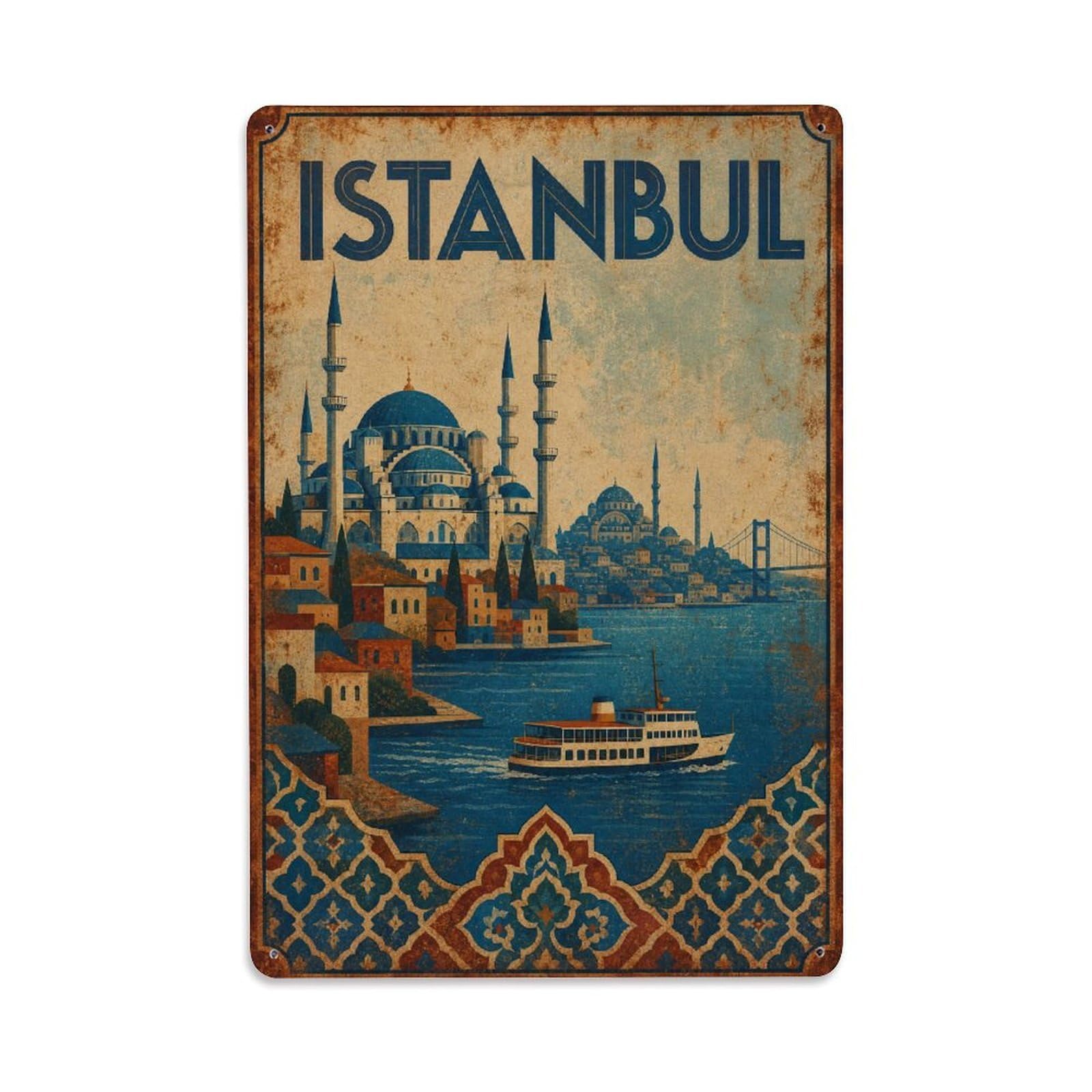 Gead 8X12inch Style Retro Travel Turkey Istanbul Metal Tin Sign