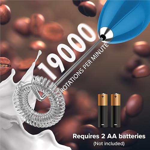 Vista 58 de PowerLix Espumador de leche de mano, funciona con pilas, batidora eléctrica para café, latte, capuchino, chocolate caliente, mini batidora duradera