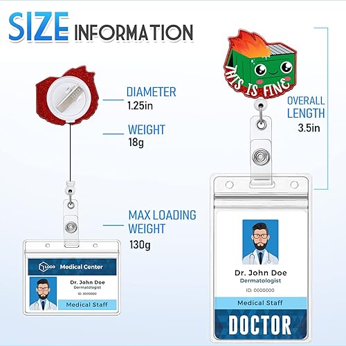 Miniatura 5 de Soporte retráctil con clip de identificación para enfermera, enfermería, etiqueta, tarjeta, lindo, divertido, This is Fine Fire Student Teacher