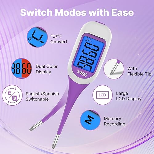 Miniatura 5 de Termómetro basal digital, alta precisión de 1100 grados, lectura rápida de 10 segundos, última recuperación de memoria, termómetro BBT preciso para