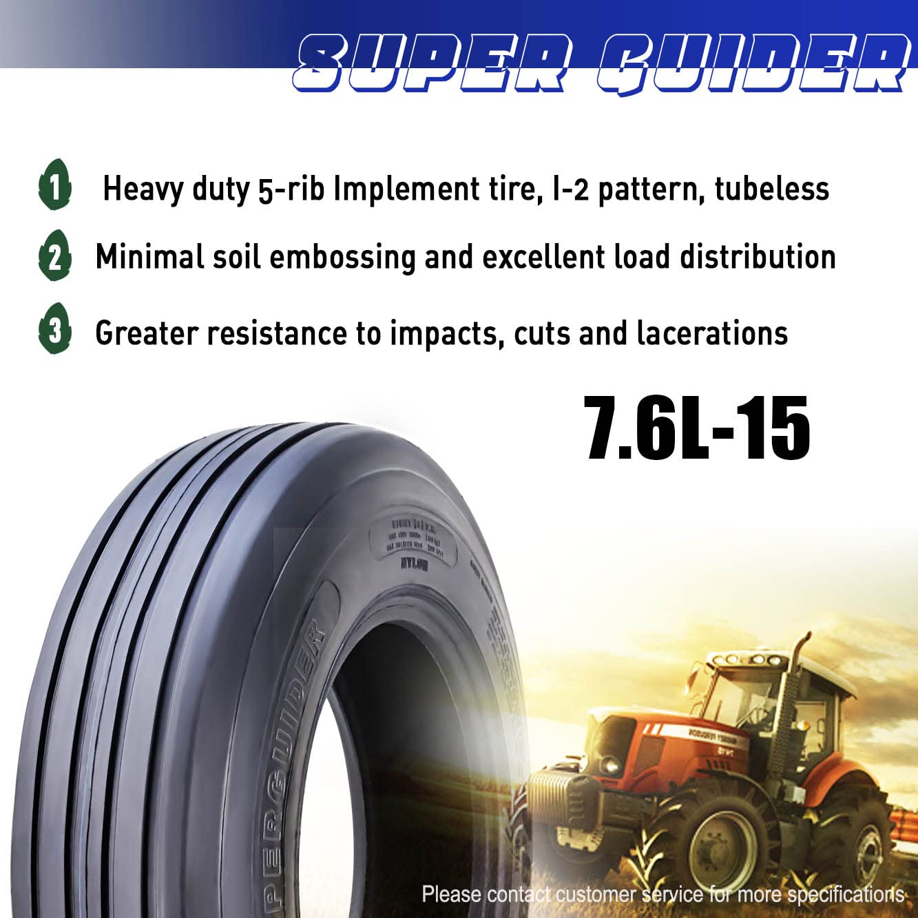 Amazon.com: SUPERGUIDER Heavy Duty 7.6L-15 Rib Implement