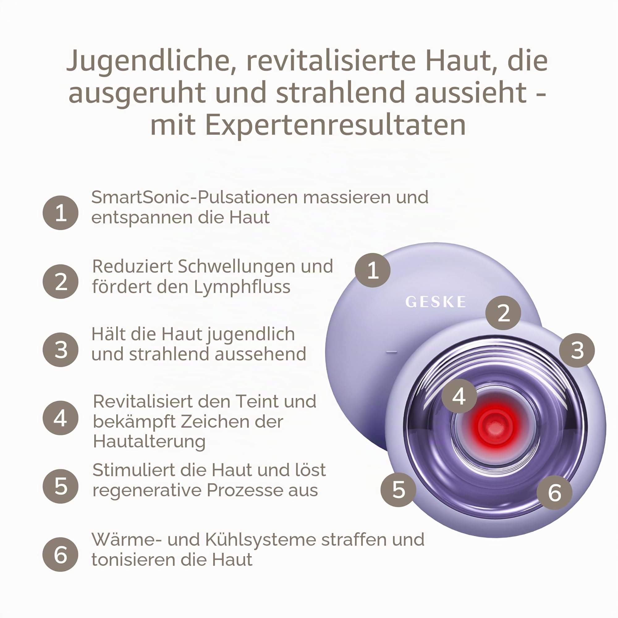 GESKE Sonic Cool & Warm Face & Body Massager | 9 in 1 | Straffend | SmartAppGuided™ | Elektrisches Massagegerät | Gesicht & Körper | Batterielose Wärme- & Kühltechnologie | Entspannend