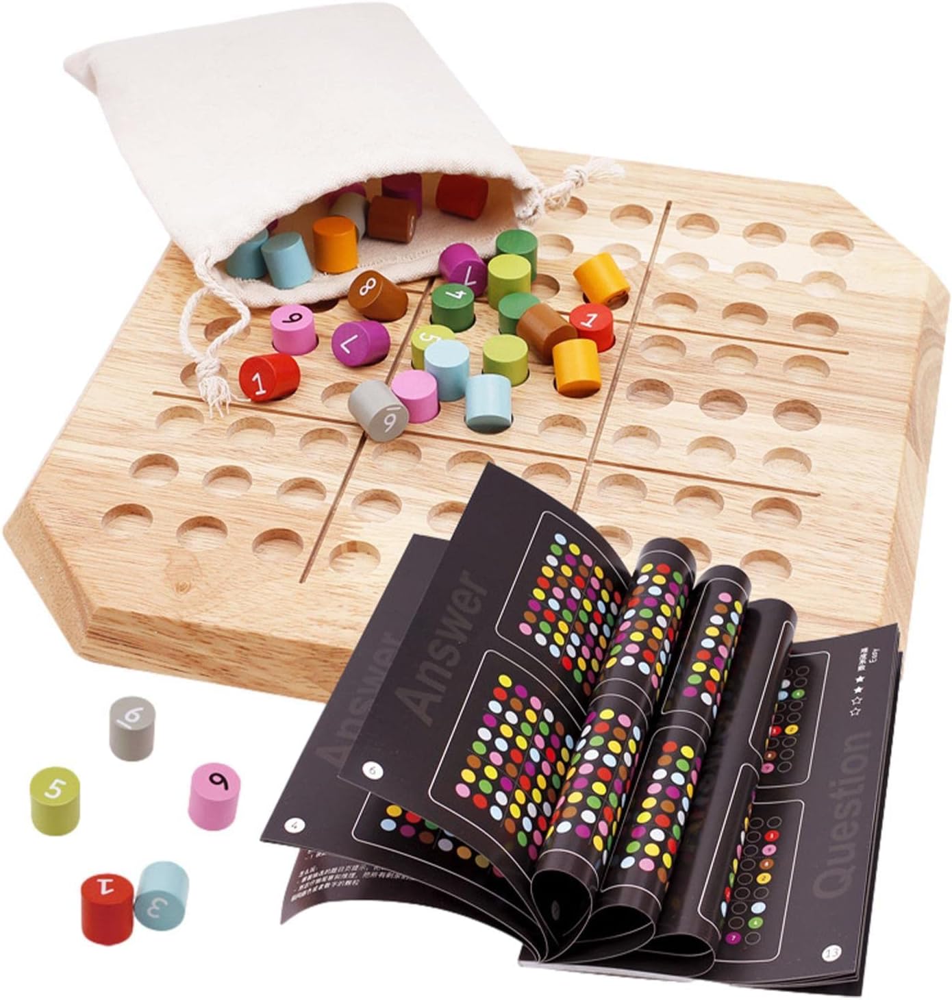 Nupaque Juego de Mesa Sudoku de Madera - Sudoku para niños | Tablero de Juego de Madera y Libro de Rompecabezas, Juego de Pensamiento numérico para Adultos y niños