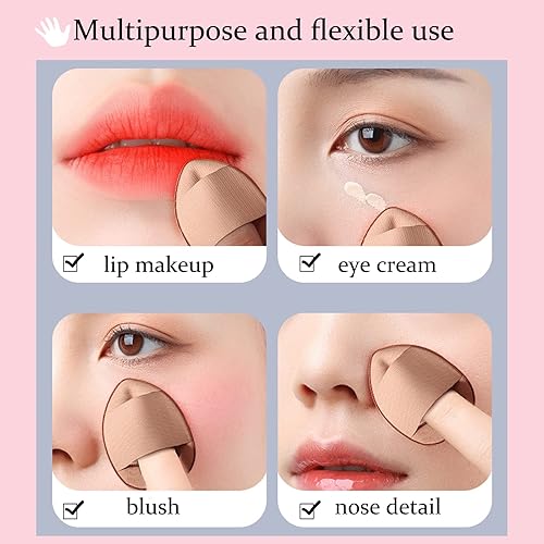 Miniatura 2 de 30 piezas de polvo para dedos, mini herramientas de maquillaje de belleza, esponja suave sin látex hidrófilo, adecuada para base, corrector,