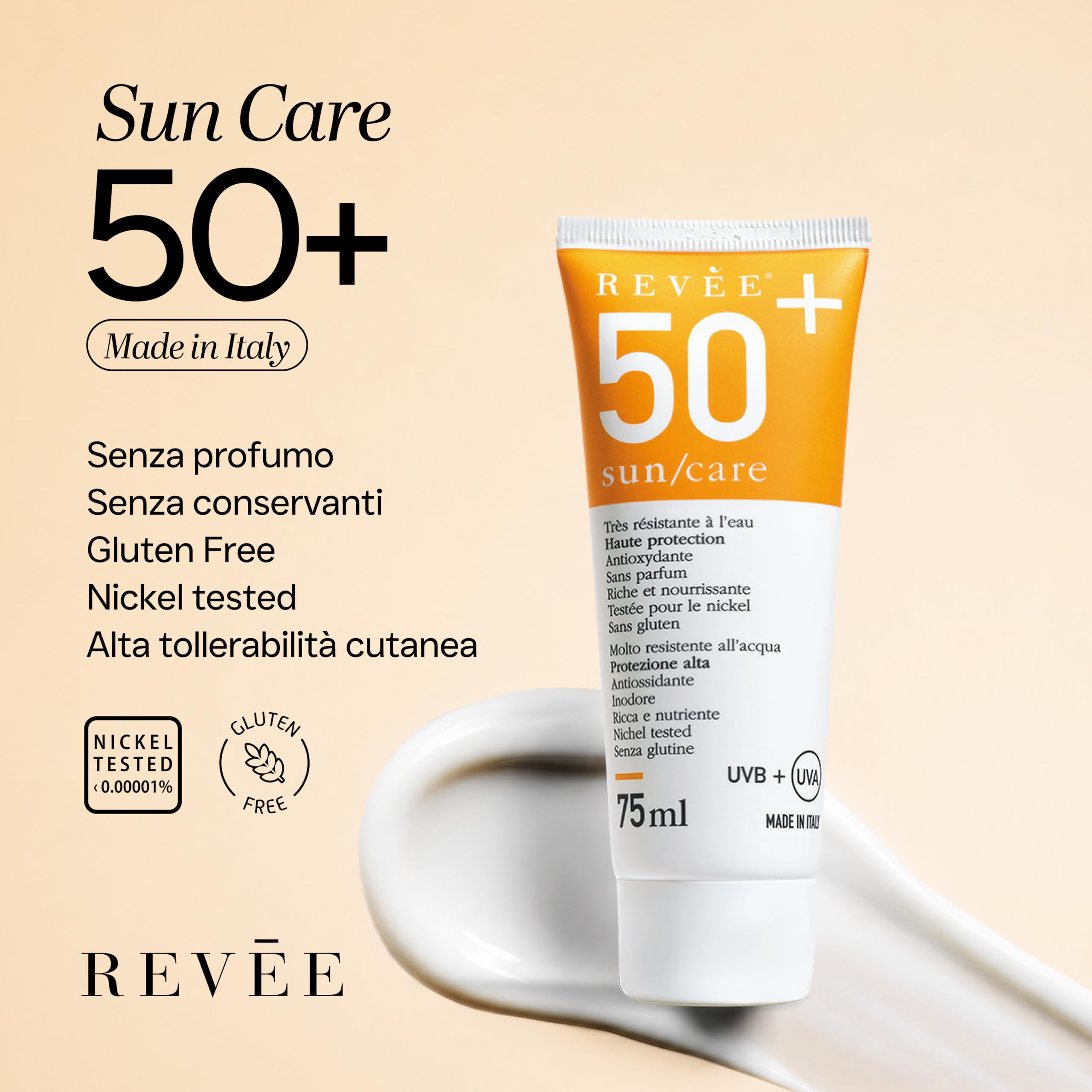 REVÉE Sun Care, Protezione Solare Cicatrici - SPF 50+ Viso e Corpo – Protegge Cicatrici, nei, Macchie Solari – Made in Italy – Nickel Tested, Gluten Free – 150 ml