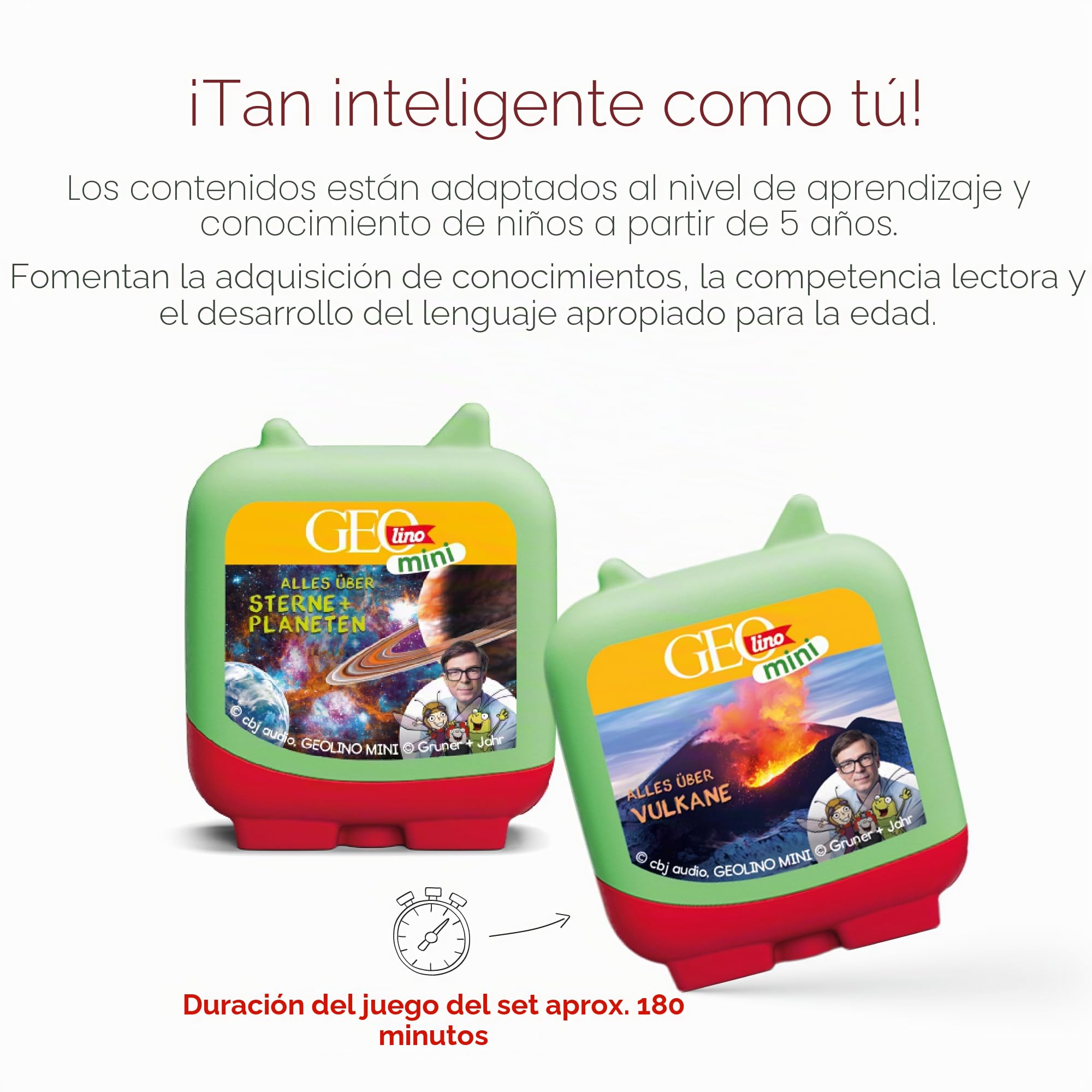 tonies Clever GEOlino Mini - Juego de 4 juegos de audio para niños a partir de 5 años, tiempo de juego de 47 minutos aprox
