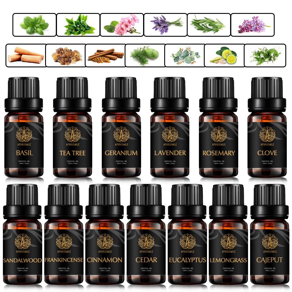 Aromatherapie Sandelholz ätherische Öle Set für Diffusor, 13x10ml 100% reines Zitronengras ätherisches Öl Set, Zimt ätherisches Öl Kit- Eukalyptus, Zeder, Nelken, Rosmarin Öle...