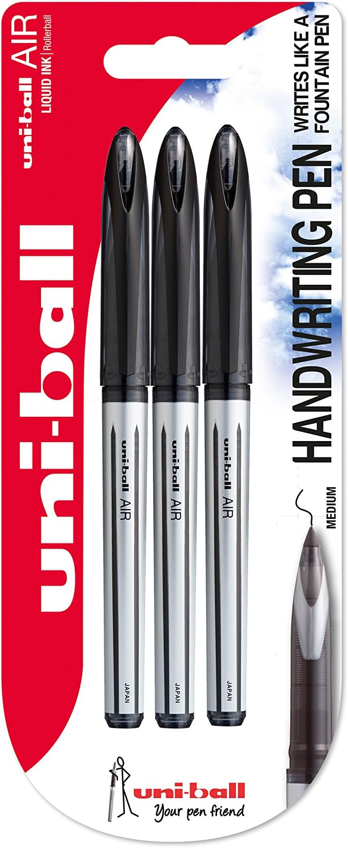 Uni-ball Air UBA188L - Penna A Sfera Da 0,7 Mm, Corpo Nero, Inchiostro Nero, Confezione Da 3 - Foto 8