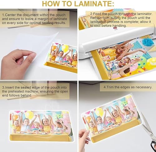 Miniatura 6 de Paquete de 100 hojas de laminación, bolsas de laminación térmica de 3 mil, capacidad para hojas de laminado fotográfico de 6 x 4 pulgadas,