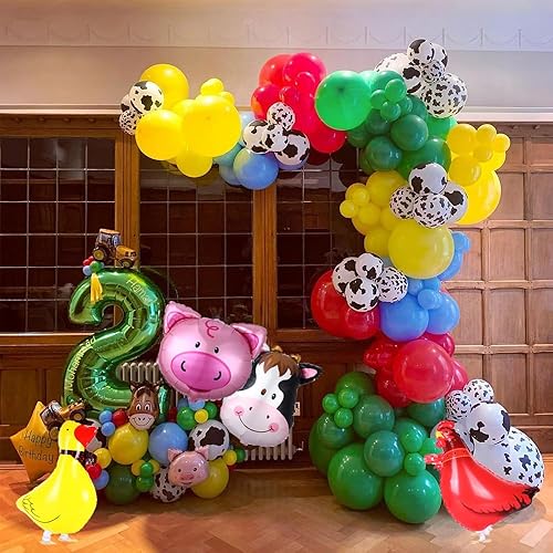 Miniatura 6 de Kit de guirnalda de arco de globos de vaca de 138 piezas, decoración de fiesta de animales de granja, globos con estampado de animales rojos,