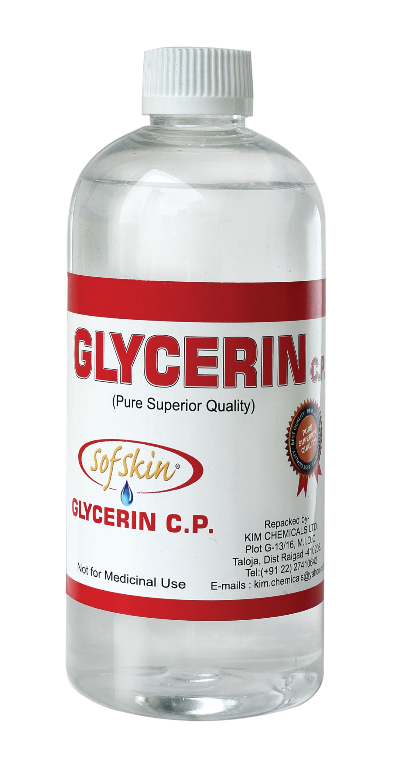 GLYCERIN (SOFSKIN Brand) 500 gm, 99.9% Pure & Safe for skin, face & Babies Daiper Rash. Dermatologists recommended.