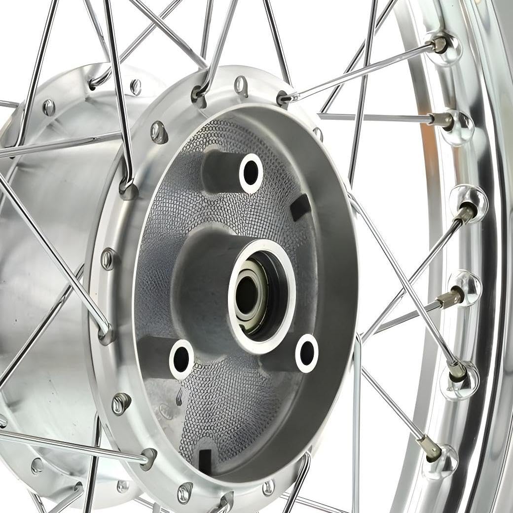 Speichenrad 1,5x16 Zoll Alufelge poliert + Chromspeichen + Tuning-Radnabe