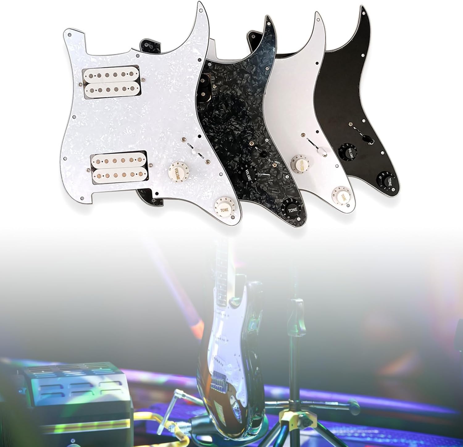 Muloo PVC Electric Guitar Board Pickguard Pickups with HH Pickup Loaded Prewired Electric Guitar Board Guitars Pickguard Sets