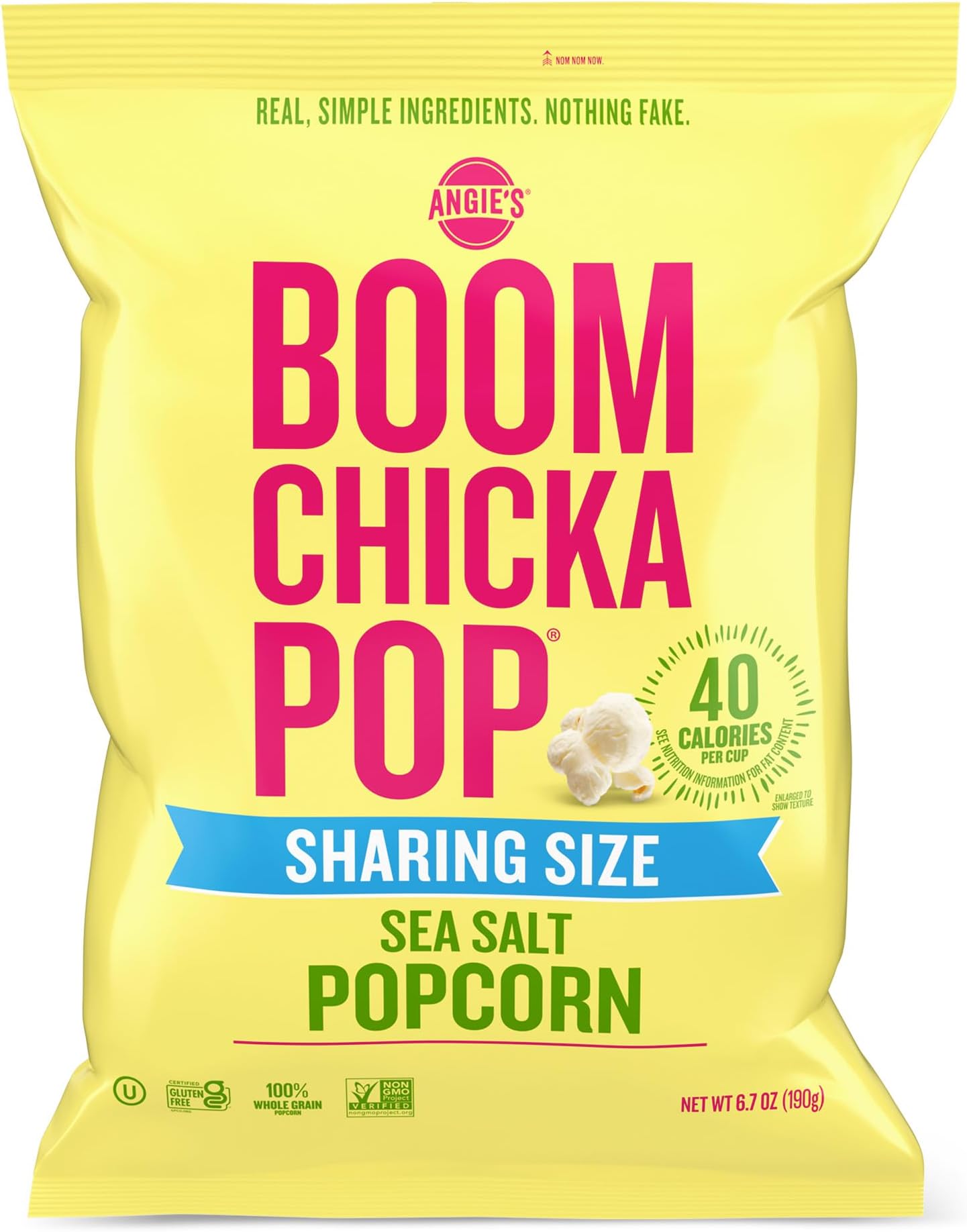 Angie's BOOMCHICKAPOP Sea Salt Popcorn, Gluten Free, Party Size, 6.7 oz.