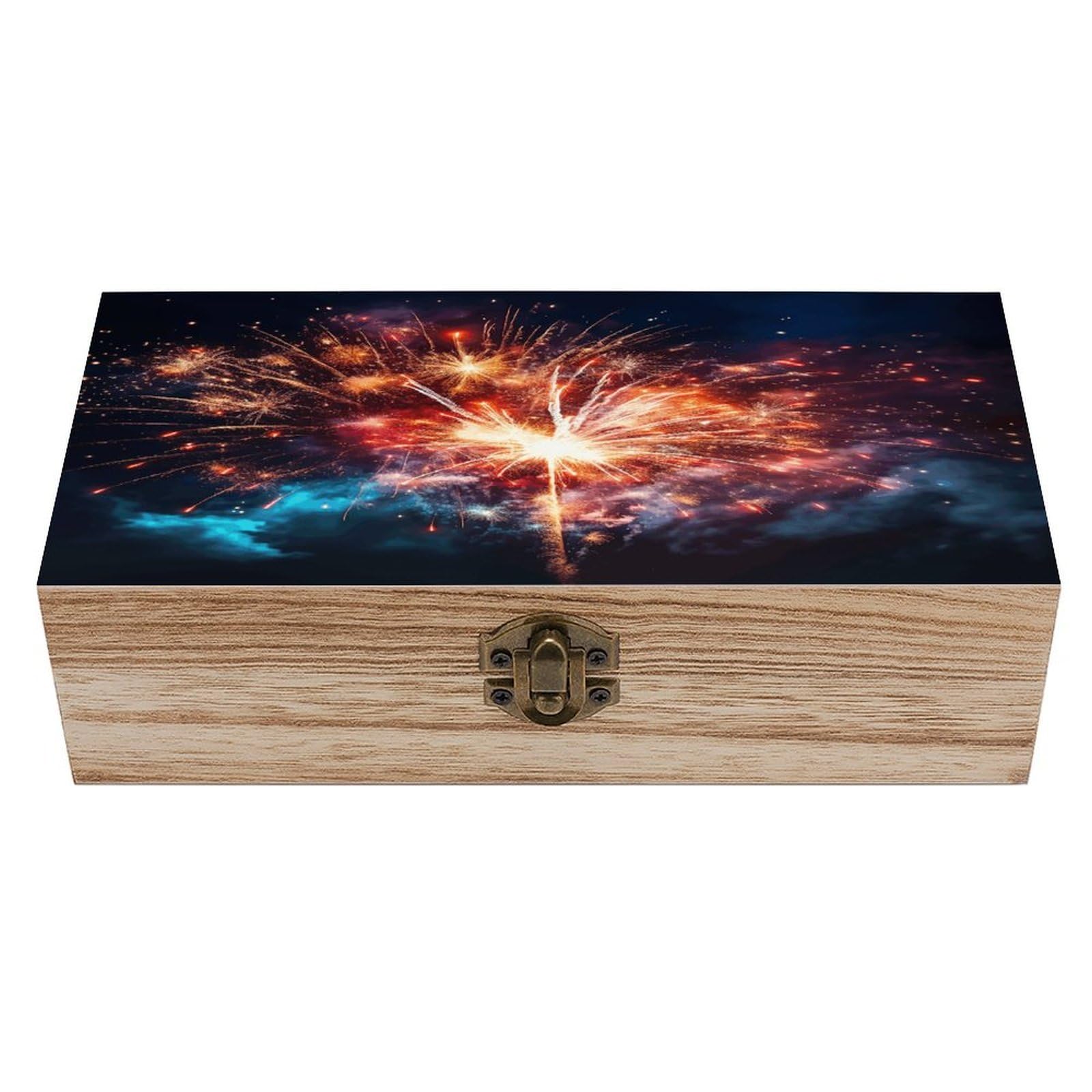VstaDank Explosion Firework Wooden Storage Box Wooden Keepsake Box with Hinged Lid Exquisite Solid Wood Decorative Jewelry Case Memory Box for Jewelry Photos Letters Crafts Trinkets