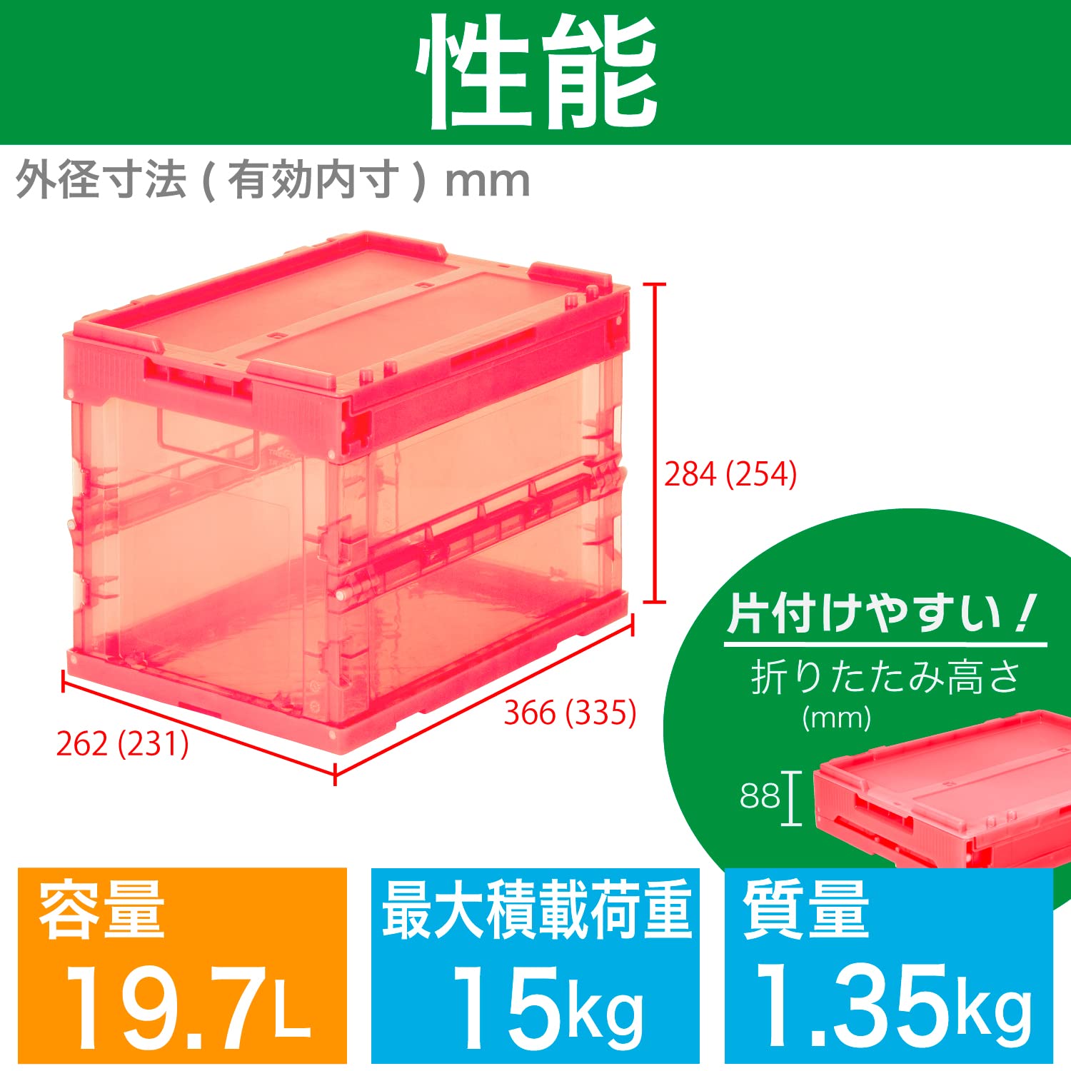 トラスコ中山(TRUSCO) 薄型折りたたみコンテナ 収納ケース