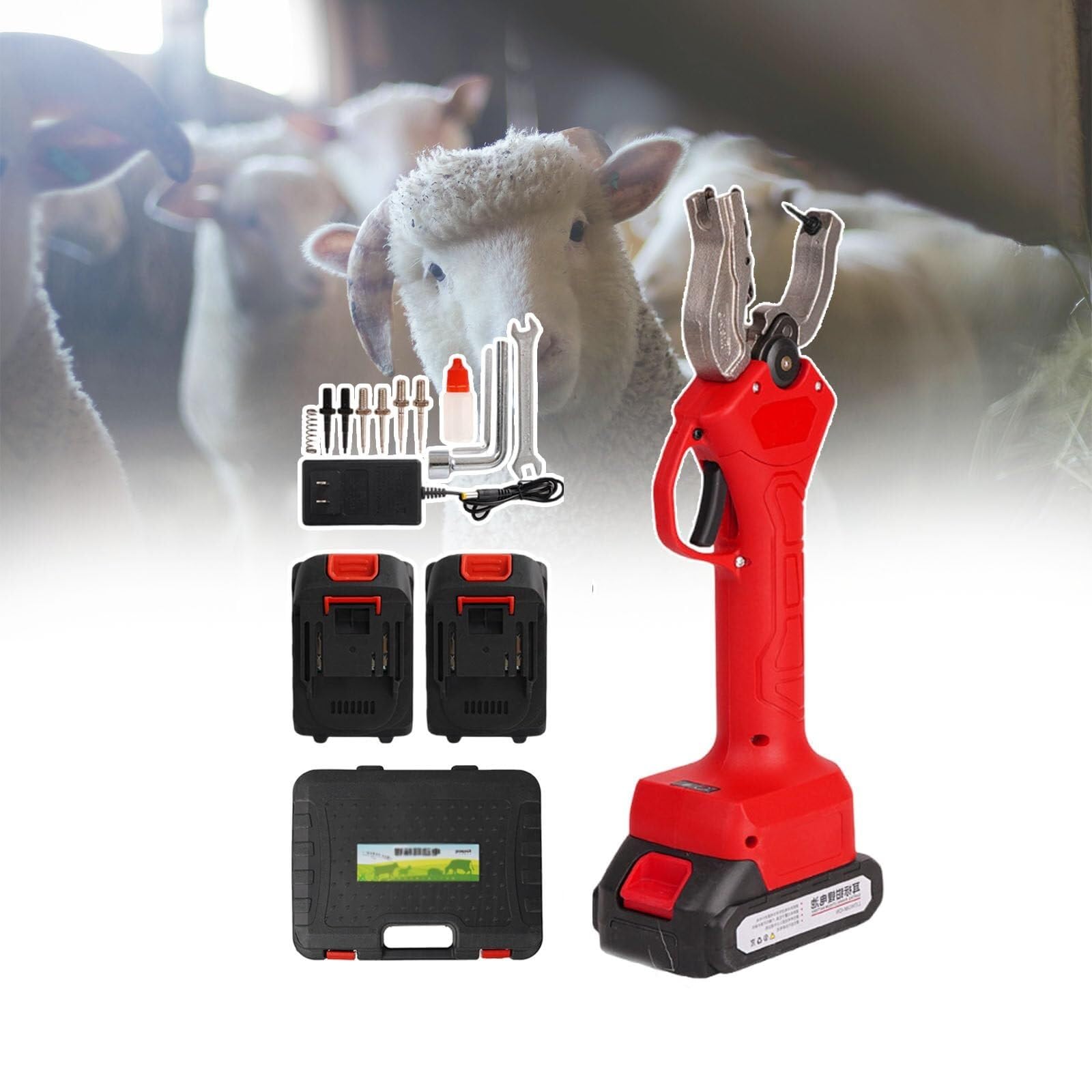 Aplicador de etiquetas de oreja de ganado, perforador de vaca, ganado for cerdo, oveja, cabra, herramientas de instalación de tarjetas de identificación de animales(Red)