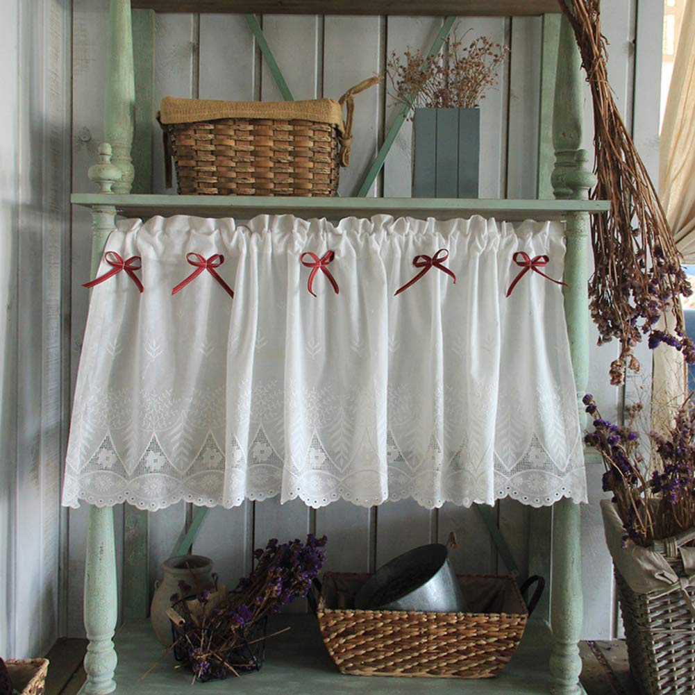 Demi-rideau court blanc 150x55cm anti vis-à-vis pour petite fenêtre