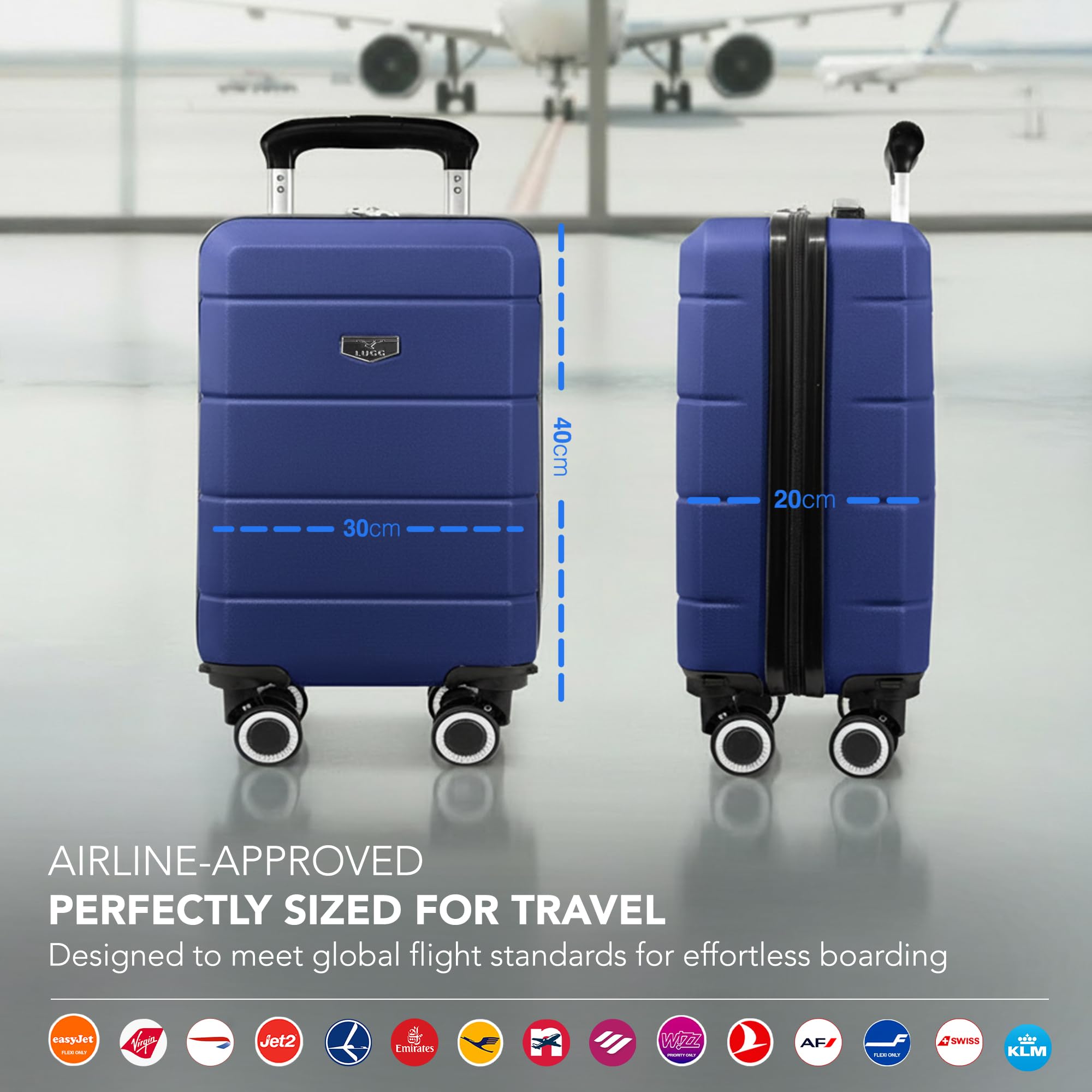 LUGG - Jetset 40cm Suitcase - 40x30x20cm- Ryanair Compatible - Underseat Size - Hard Shell ABS - Spinner & Removable Wheels - Lightweight Travel Luggage- Cream/Brown — view 297