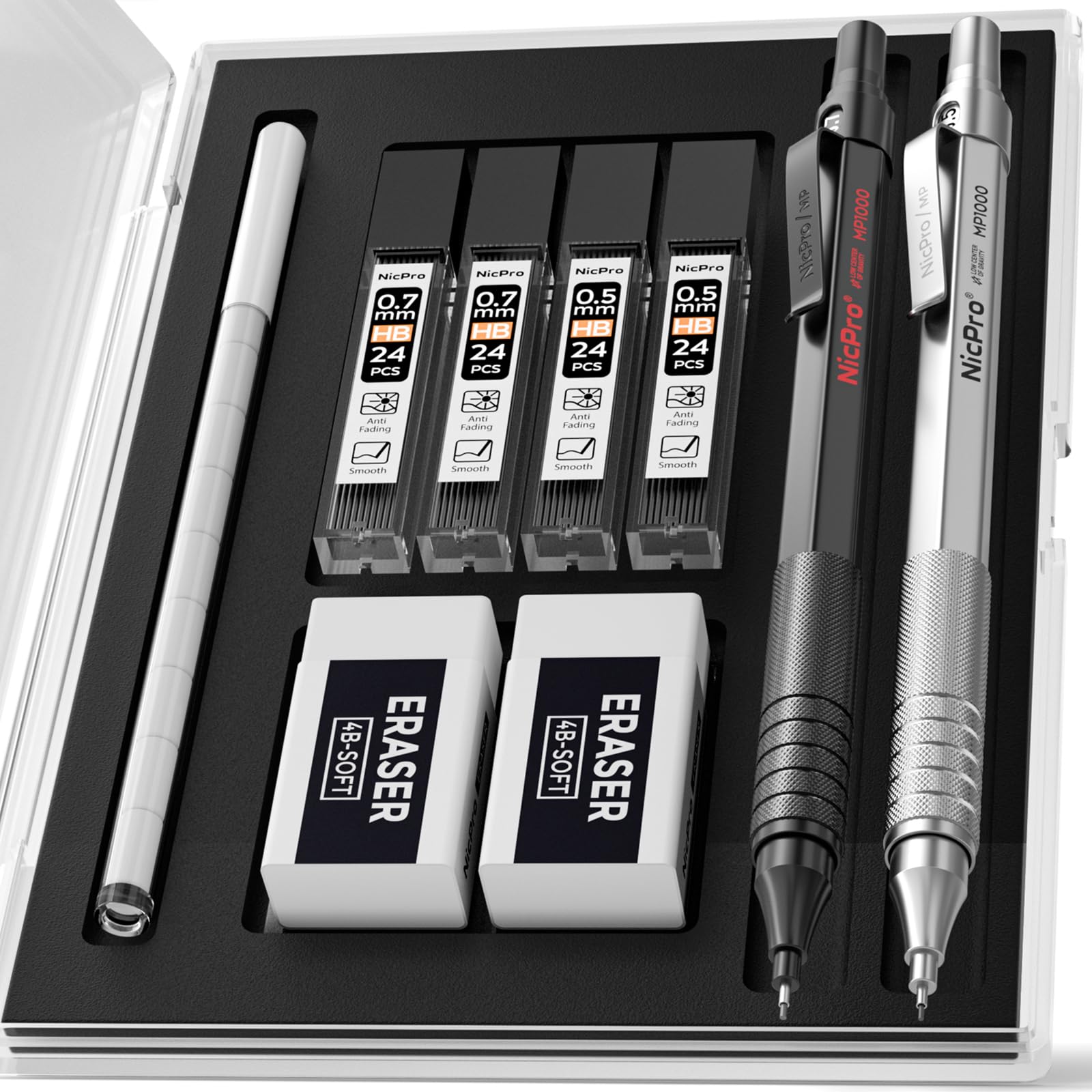 Amazon.com : Nicpro 2 PCS Metal Mechanical Pencils 0.5mm & 0.7 mm