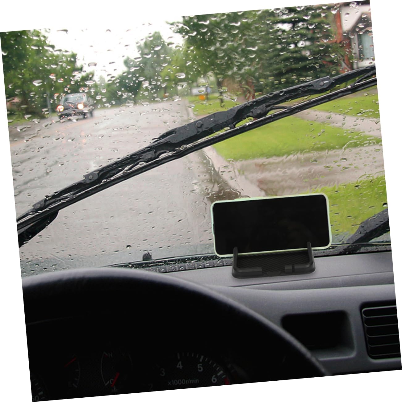 2pcs Black Silicone Car Dashboard Anti Slip Mat for Phones