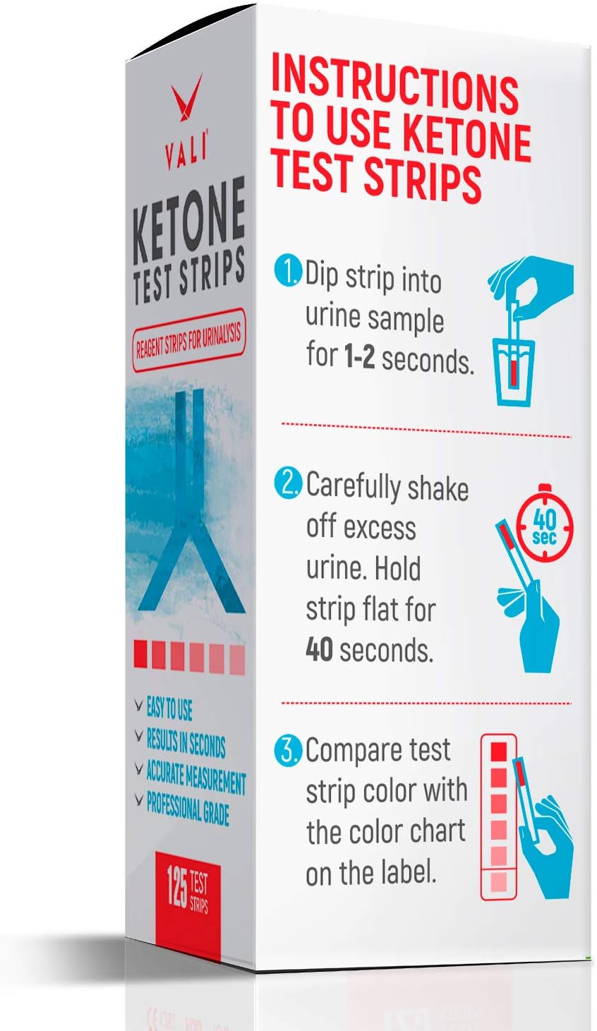 Ketone Test Strips for Ketones Testing - 125 Pack Keto Urinalysis Tester Strips Kit for Ketogenic, Paleo, Atkins & Low Carb Diets. Premium Ketosis Testing, Accurate Measurement of Ketone Urine Levels